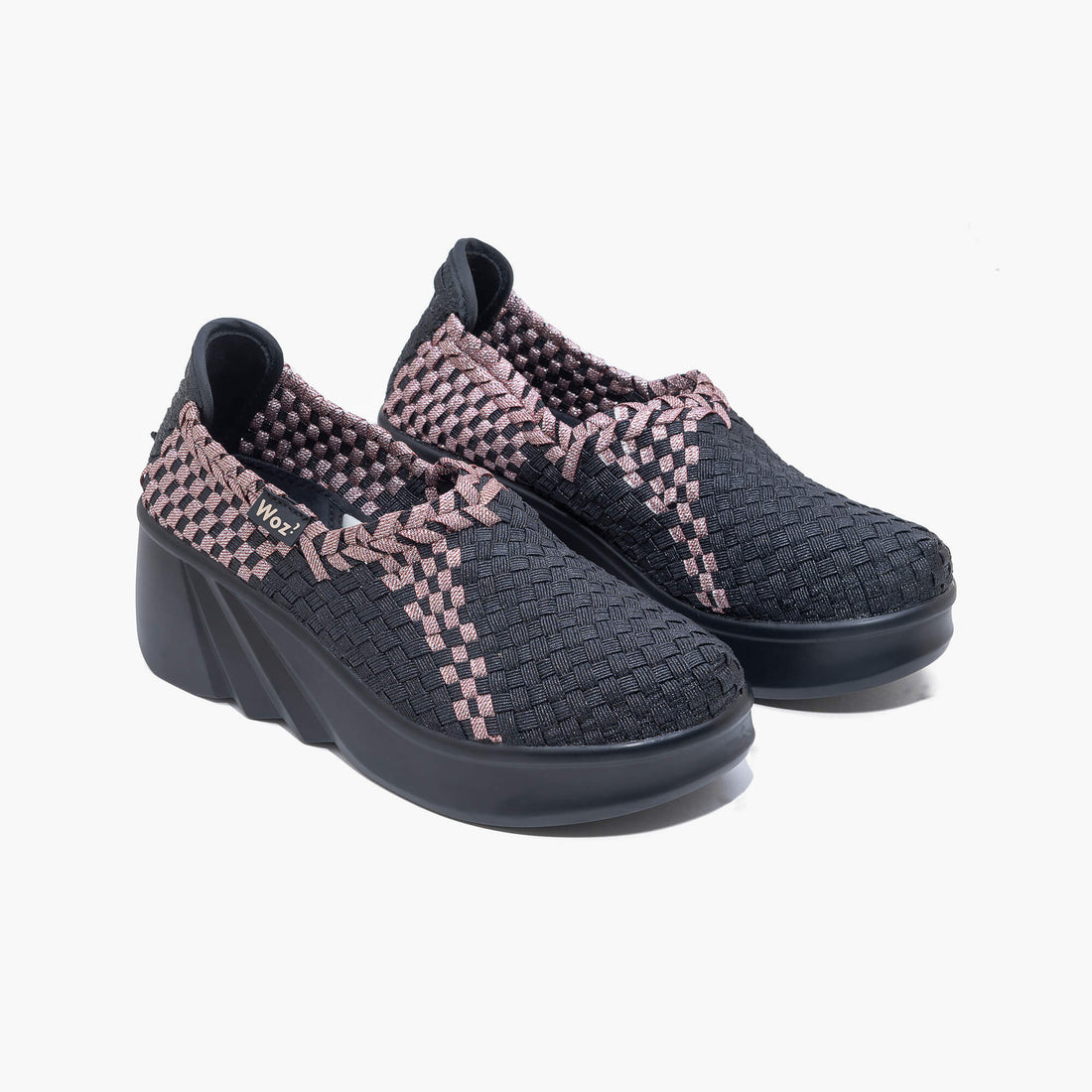 Arezzo Metallic Black-Nude Wedge