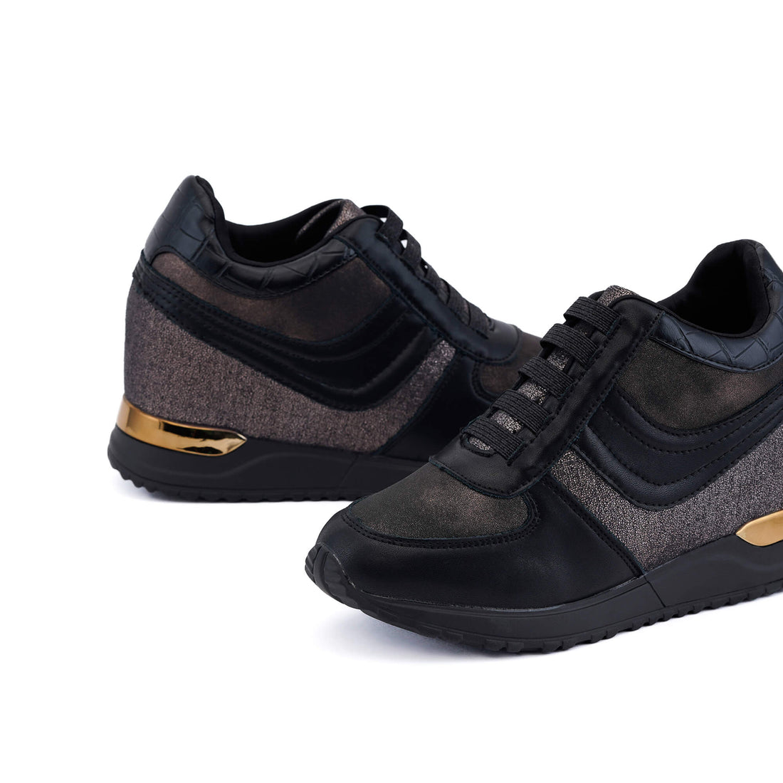 Prato Silver Strap Wedge Heel Sneakers