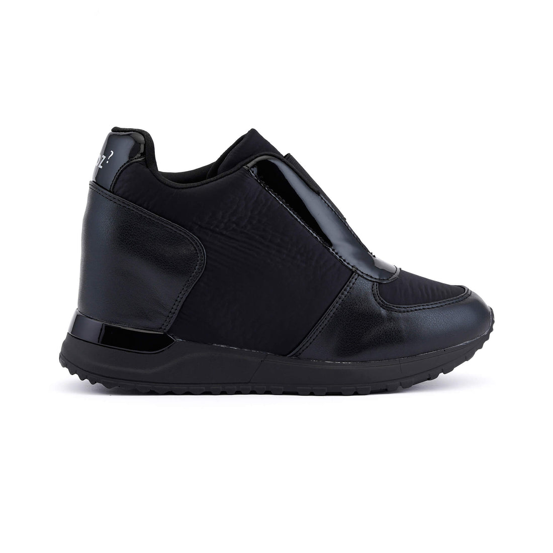 Bologna Black Stone Wedge Heel Sneakers