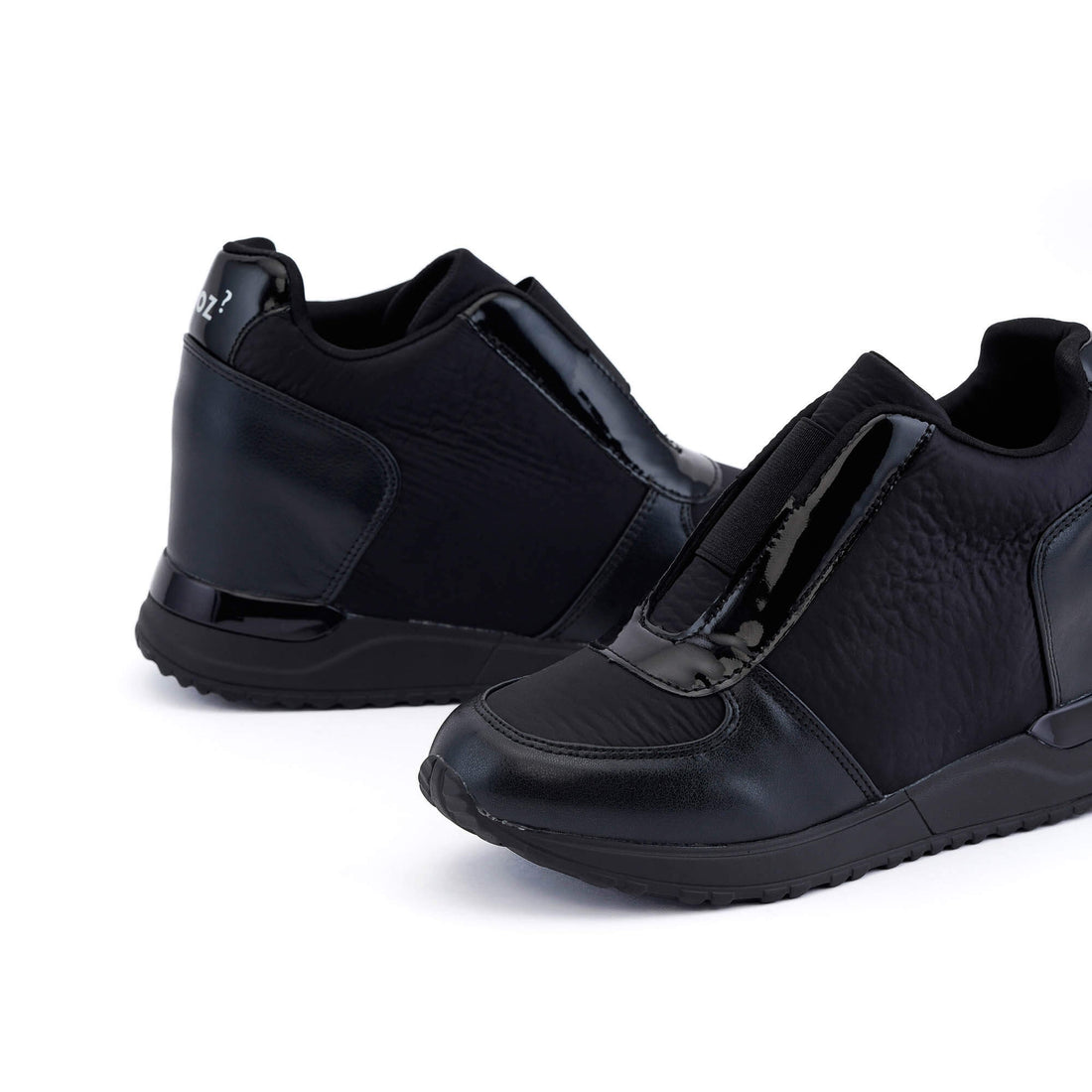 Bologna Black Stone Wedge Heel Sneakers