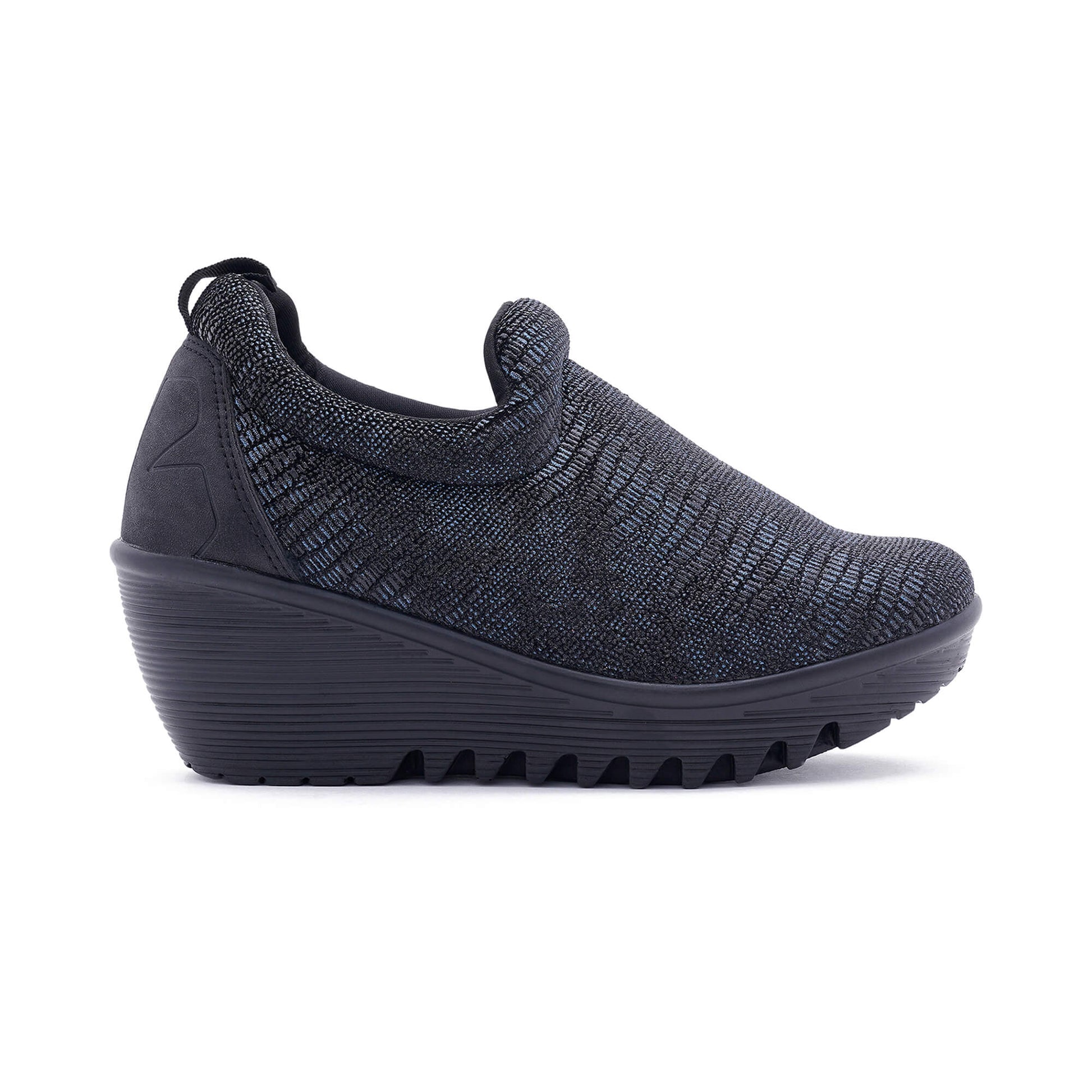 Verona Black Blue Wedge Heel