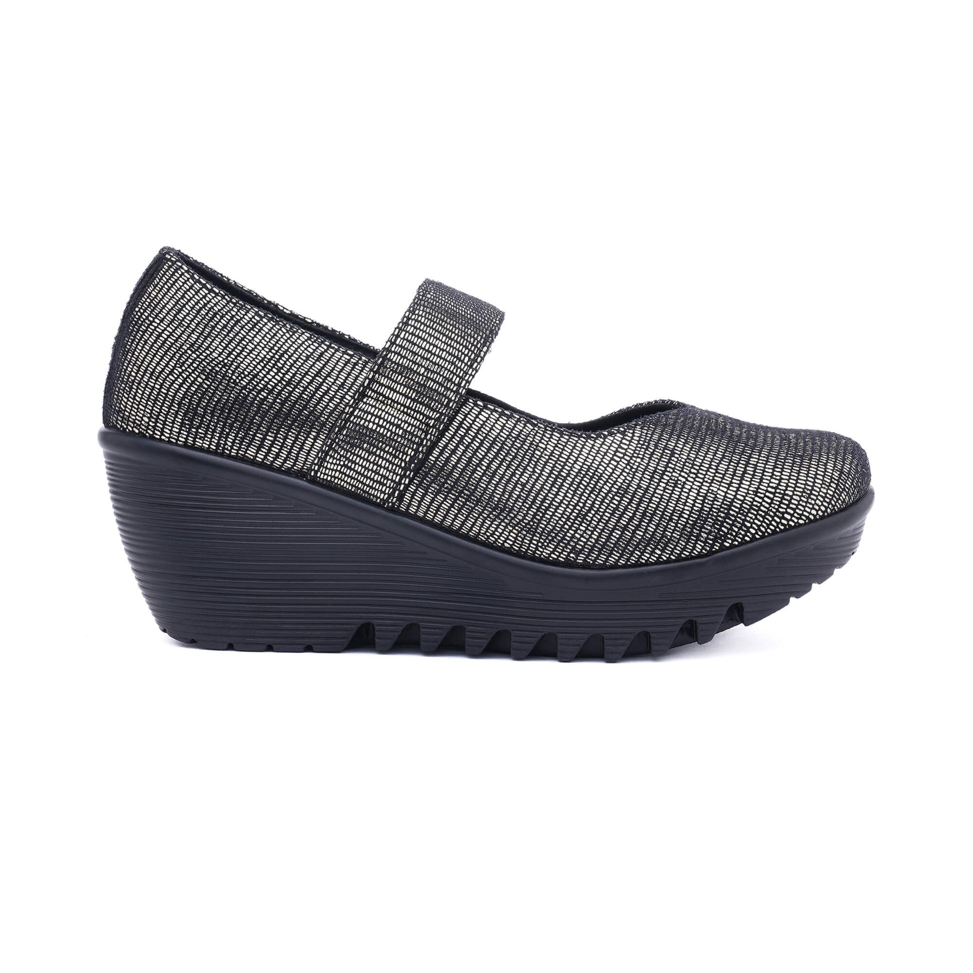 Anzio Black Light Gold Wedge heel