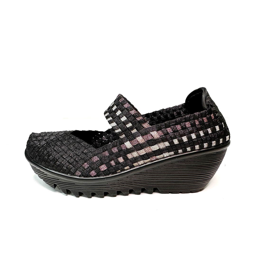 Sofia Black Shining,Multi Bronze Wedge Heel   