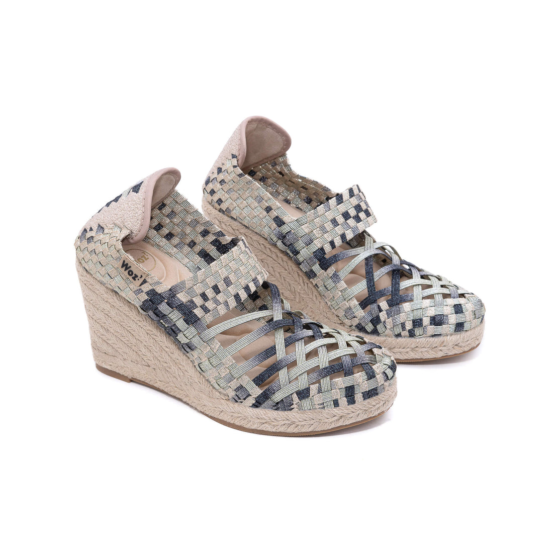 Positano Light Gold & Black Espadrilles