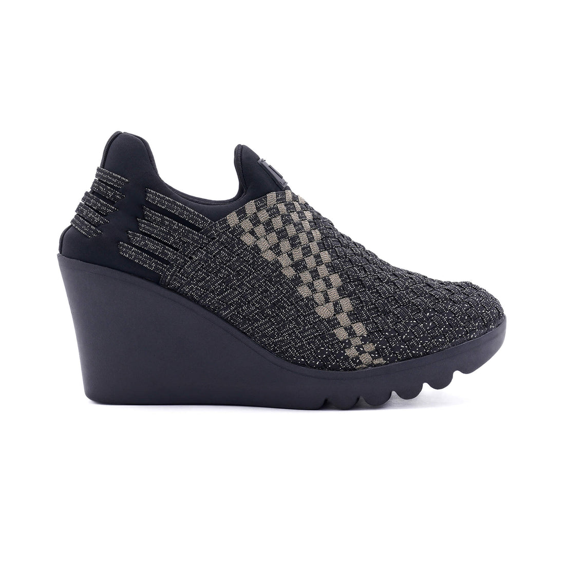 Parma Black Light Gold Wedge Heel