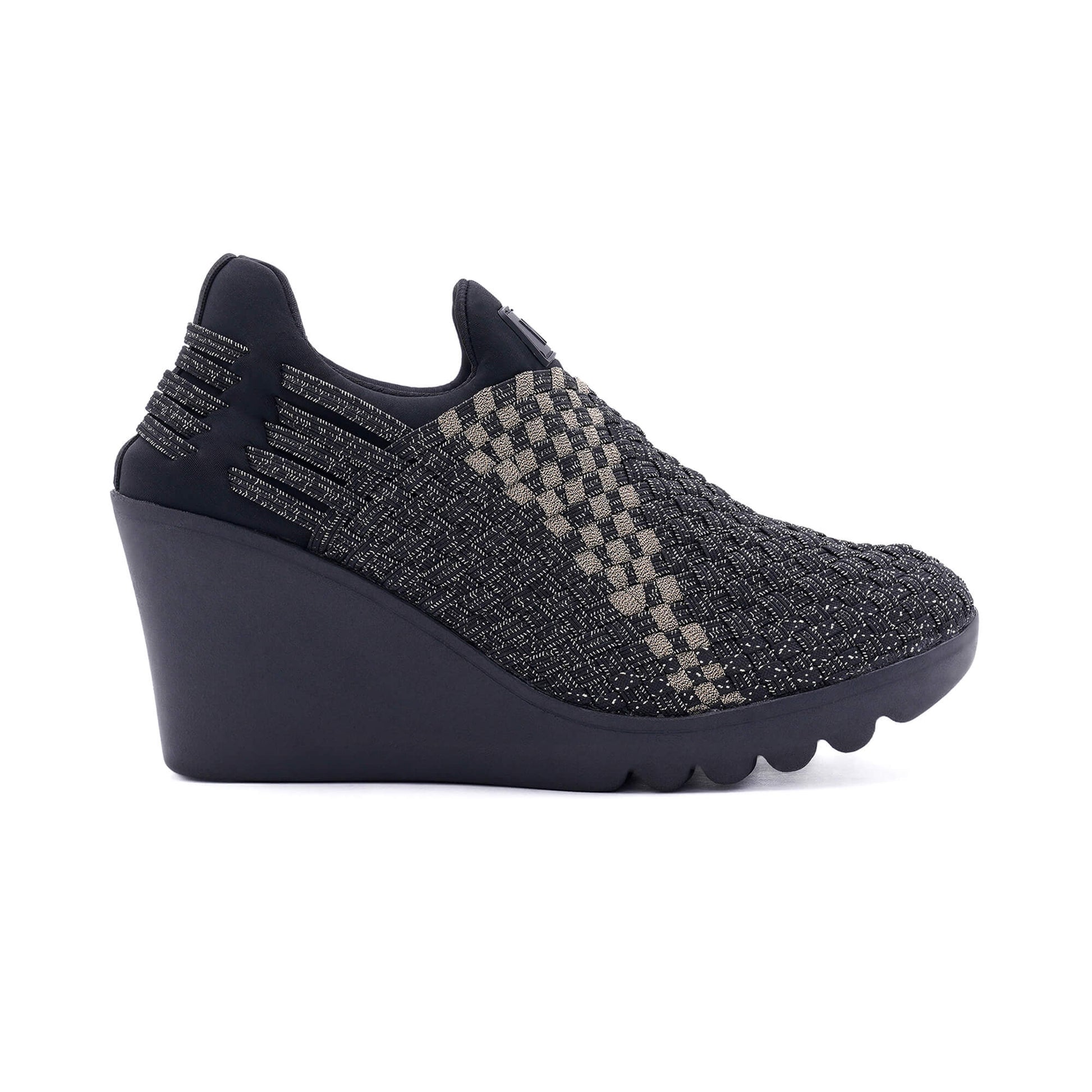 Parma Black Light Gold Wedge Heel
