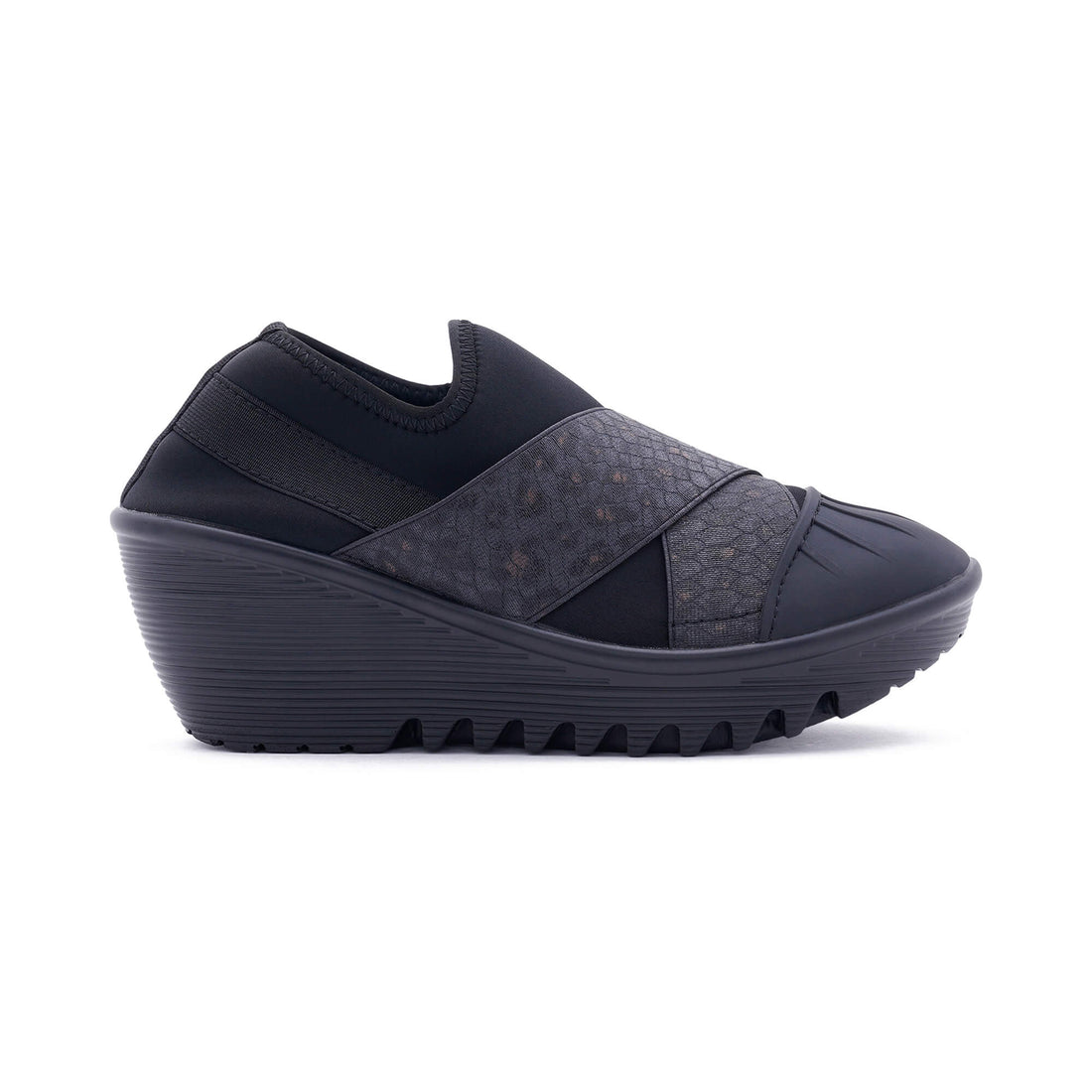 Geneva Black Multi Silver Wedge Heel 
