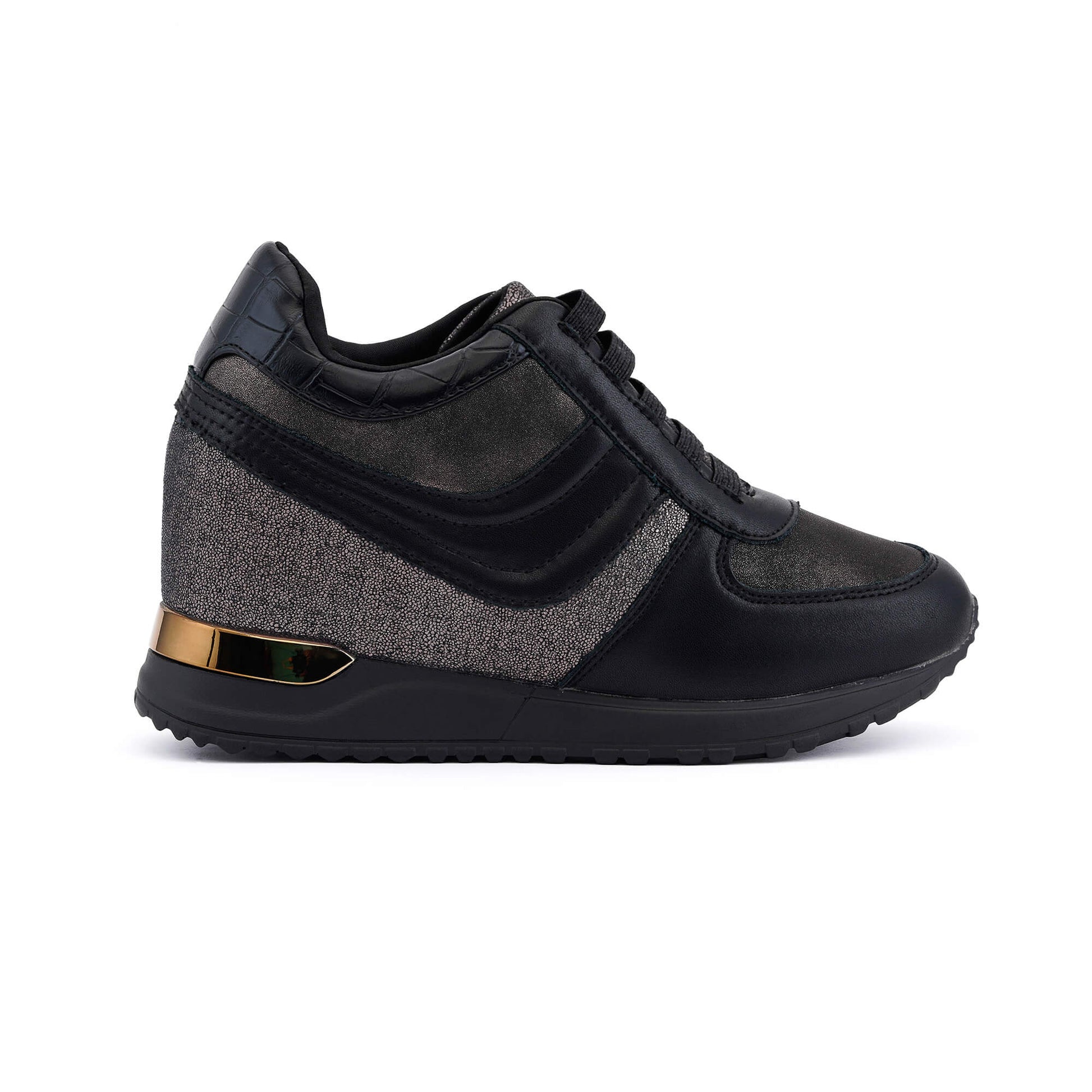 Prato Silver Strap Wedge Heel Sneakers
