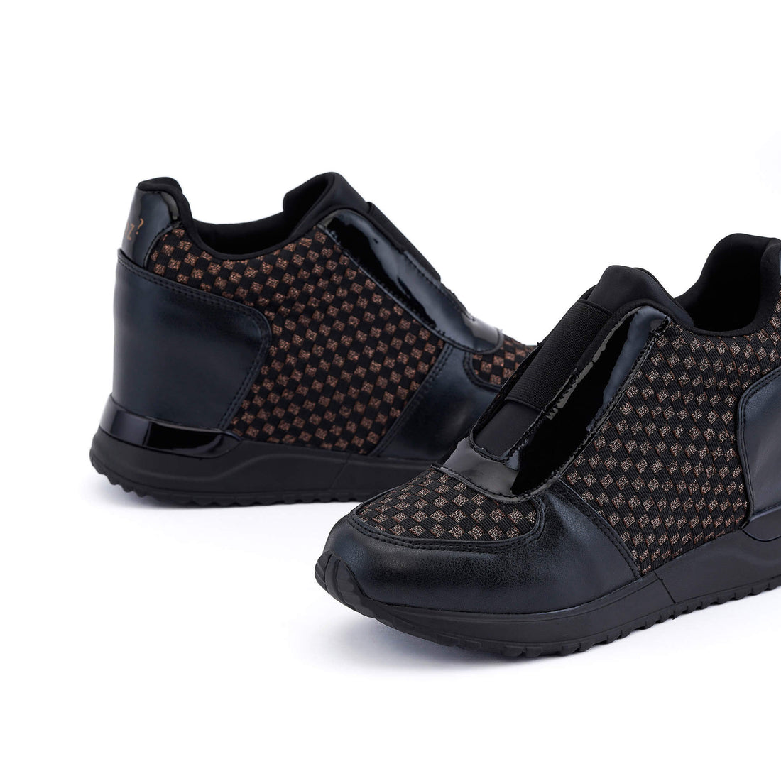 Bologna Black Wedge Heel Sneakers