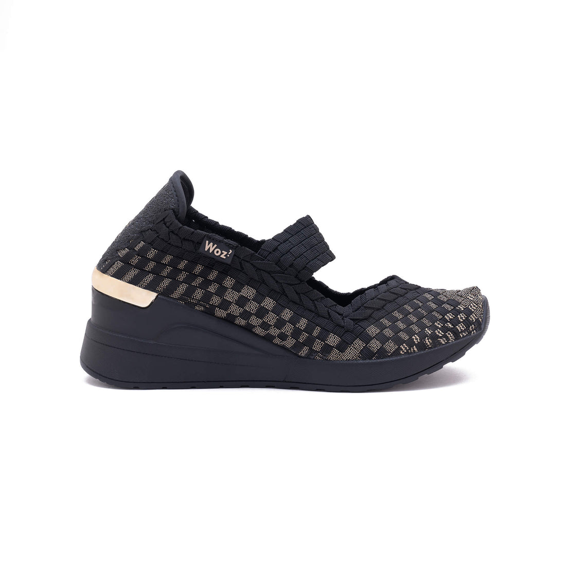 Cannes Black-Gold-Black Lines Wedge