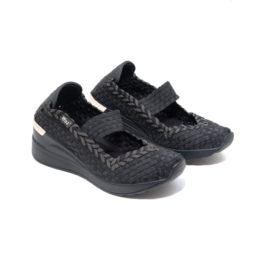 Cannes Black-Metallic Black Wedge