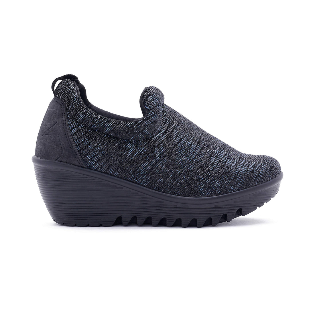 Verona Black Blue Wedge Heel