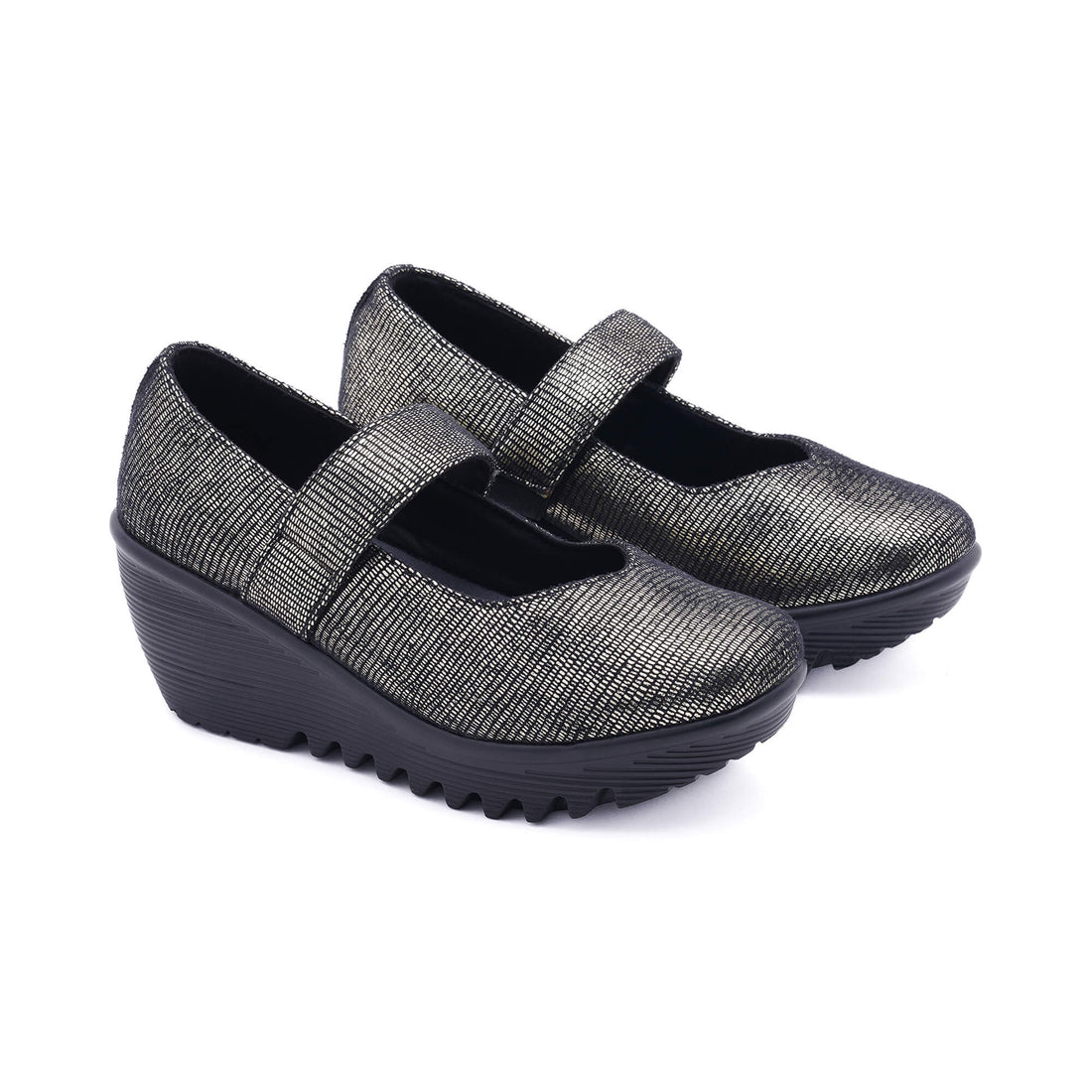 Anzio Black Light Gold Wedge heel 